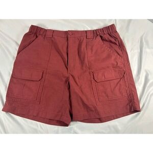 Savane Cargo Shorts Women Men Size W38 Cowhide Red Pockets Elastic Waist